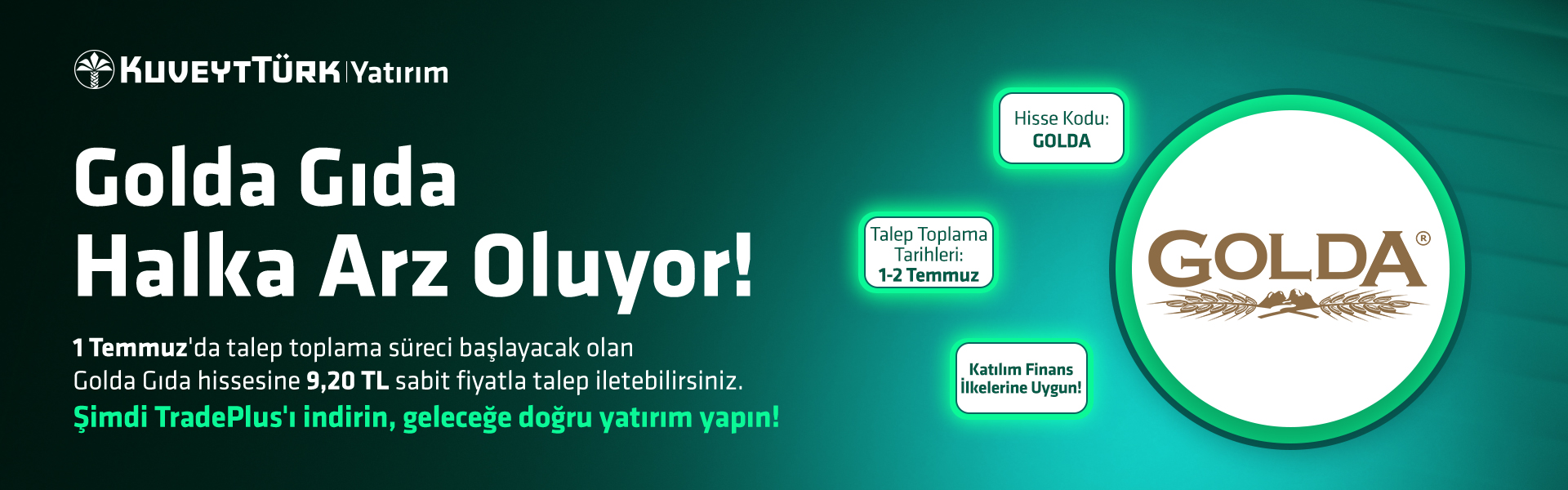 KTY Golda Gıda Halka Arz İlkgün Webbanner